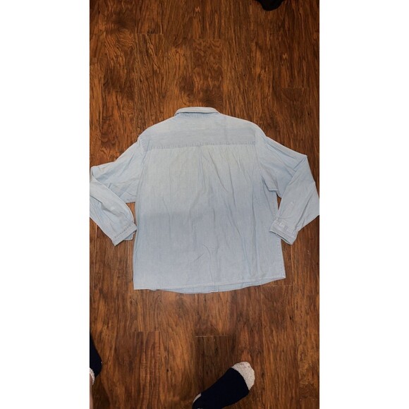 Vintage foxcroft denim/ chambray button with safari embroidery zoo denim animals - Picture 3 of 7